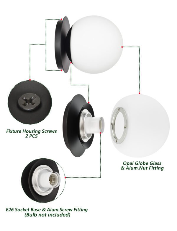 1-Light Modern Globe Wall Sconce - Image 5