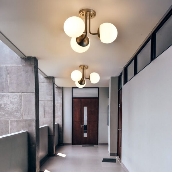 3-Light Modern Globe Semi Flush Mount Ceiling Light fixture - Image 6