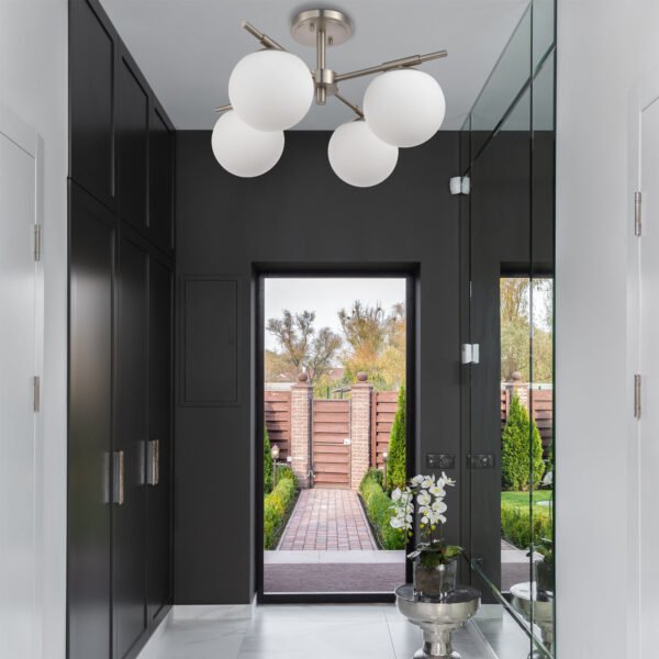 4-Light Modern Globe Semi Flush Mount Ceiling Light fixture - Image 5