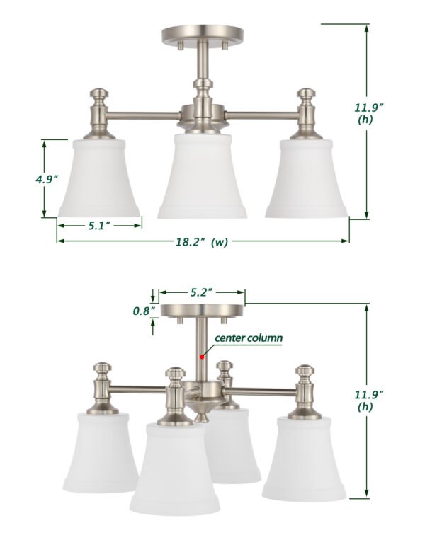4-Light Semi Flush Mounted Ceiling Light - Image 5