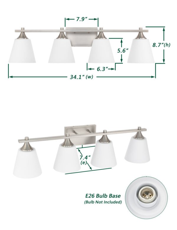 4-Light Transitional Bathroom Vanity Light Fixtures - Image 6
