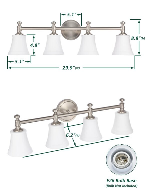 4-Light Traditional Bathroom Vanity Light Fixtures - Image 10