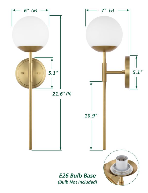 1-Light Globe Wall Sconce - Image 6