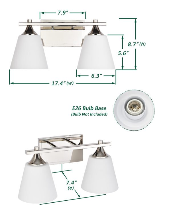 2-Light Transitional Bathroom Vanity Light Fixtures - Image 6