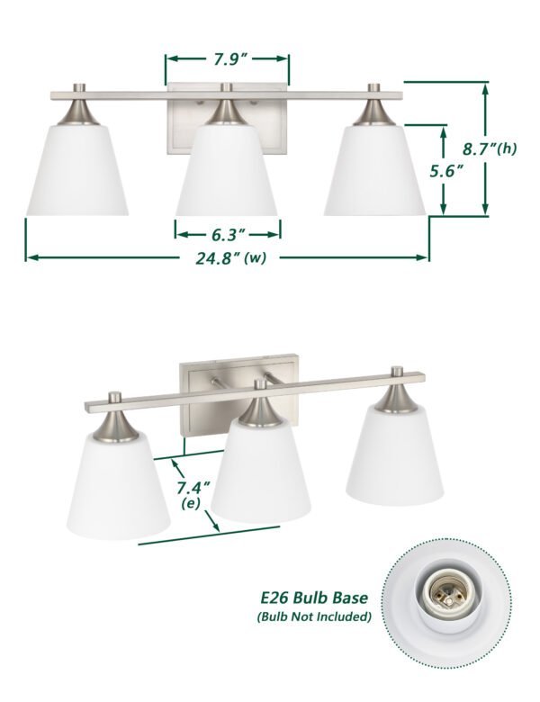 3-Light Transitional Bathroom Vanity Light Fixtures - Image 6