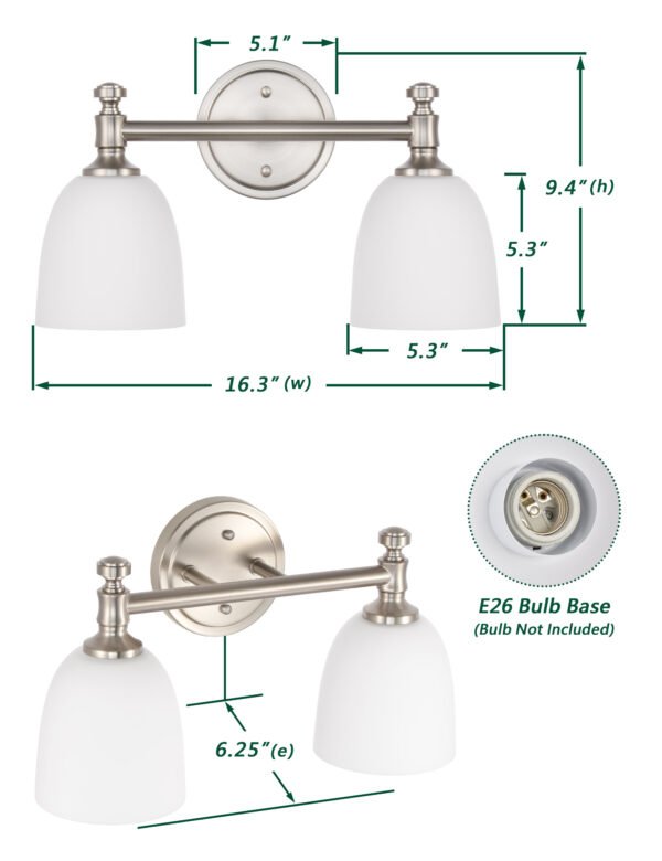 2-Light Traditional Bathroom Vanity Light Fixtures - Image 6