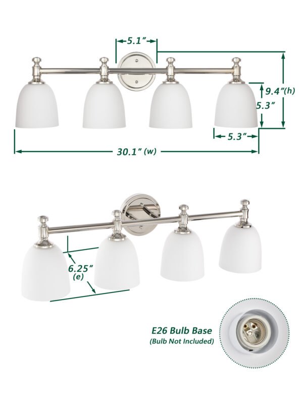4-Light Traditional Bathroom Vanity Light Fixtures - Image 6