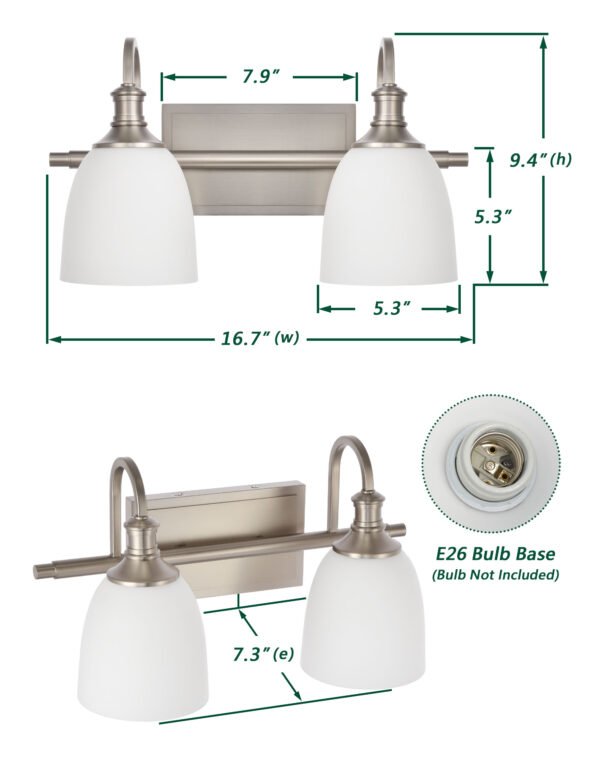 2-Light Traditional Bathroom Vanity Light Fixtures - Image 5