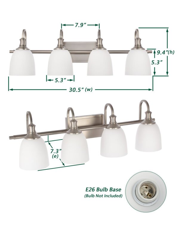 4-Light Traditional Bathroom Vanity Light Fixtures - Image 5