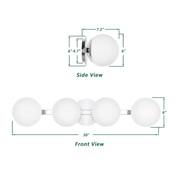 4-Light Modern Globe Bathroom Vanity Light - Image 6