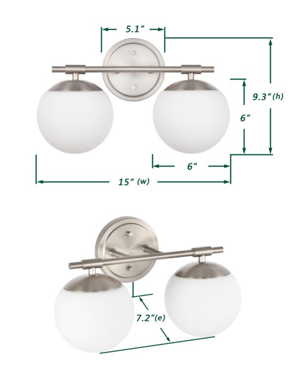 2-Light Globe Bathroom Vanity Light - Image 6