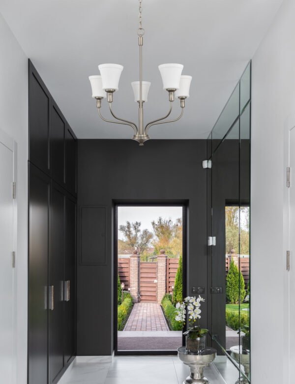 5-Light Glass Chandelier Lighting Fixture - Image 5