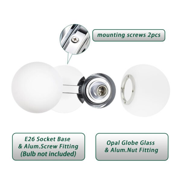 2-Light Modern Globe Bathroom Vanity Light - Image 6